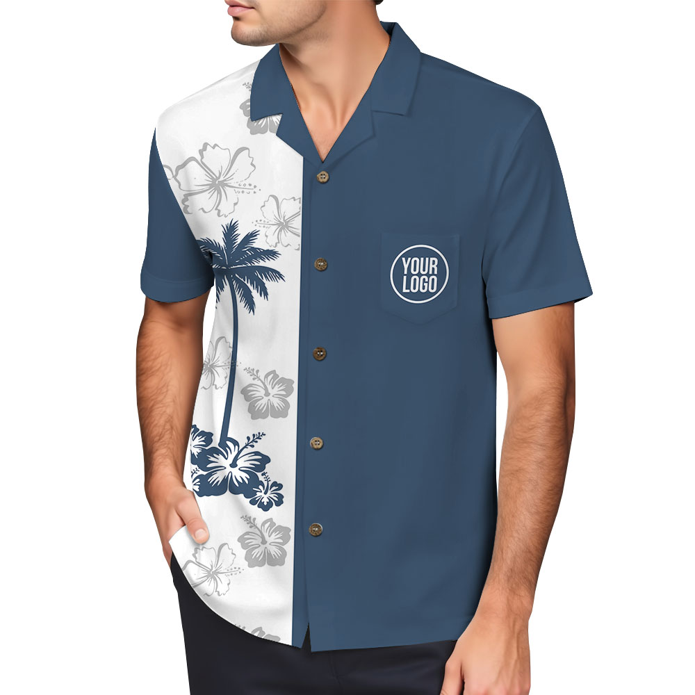 Custom Tropical Paradise Hawaiian Shirt with Pocket Logo Custom Tropical Paradise Hawaiian Shirt with Pocket Logo 5