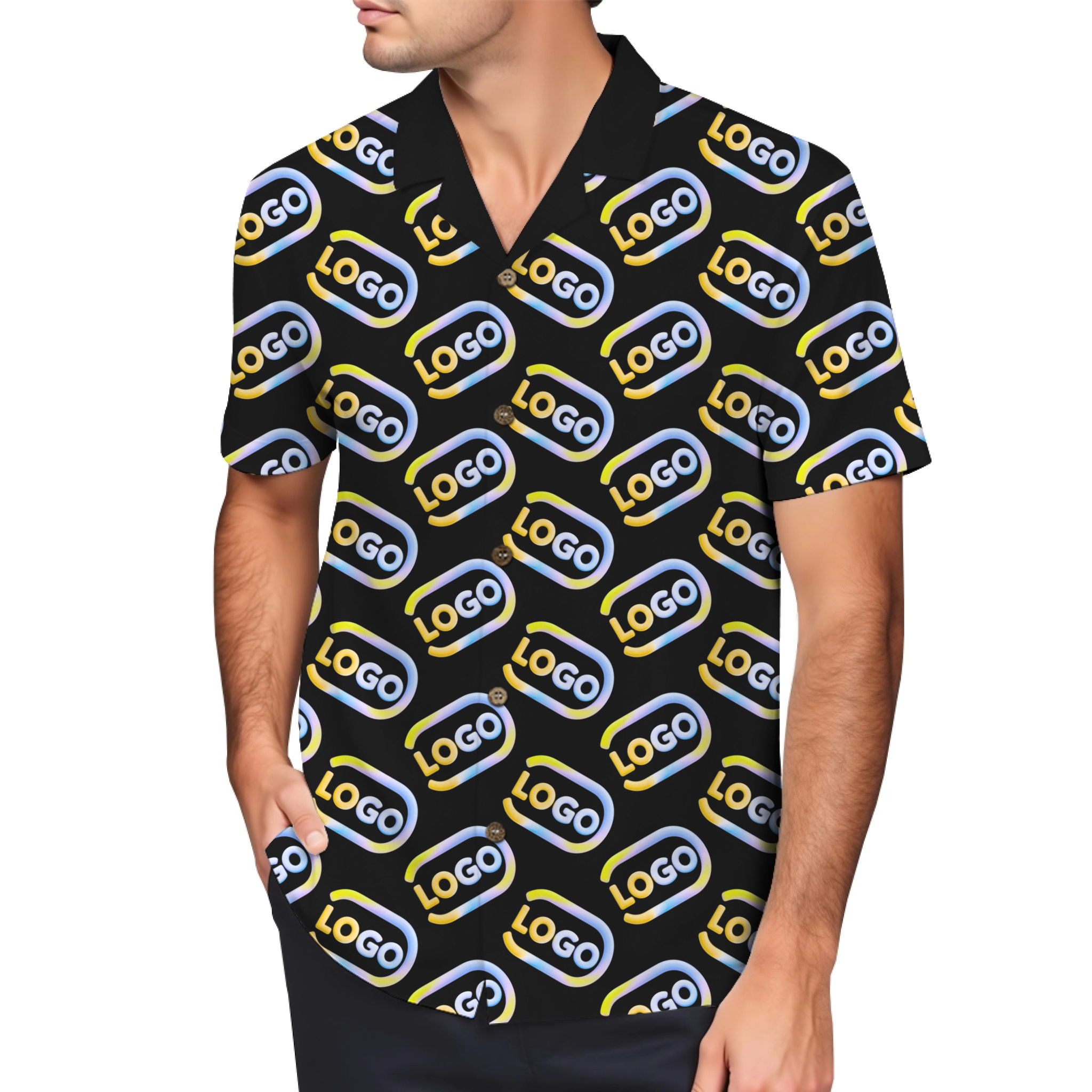 Company Logo Hawaiian Shirts with Preview 5
