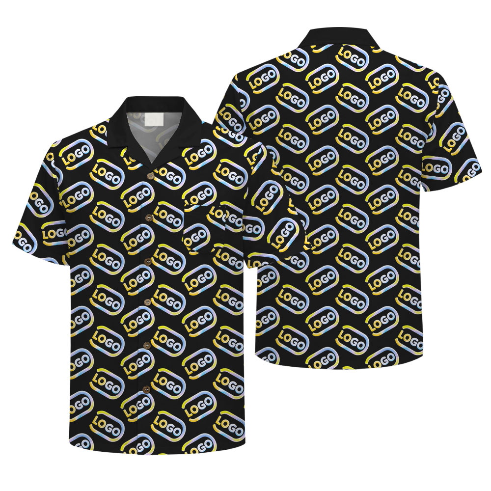 Company Logo Hawaiian Shirts With Preview IN MODEL