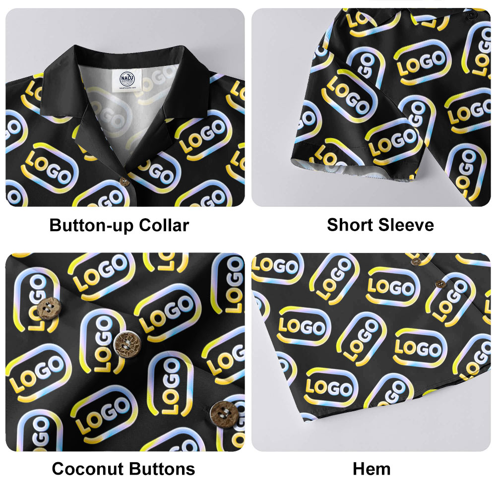 Company Logo Hawaiian Shirts with Preview 3