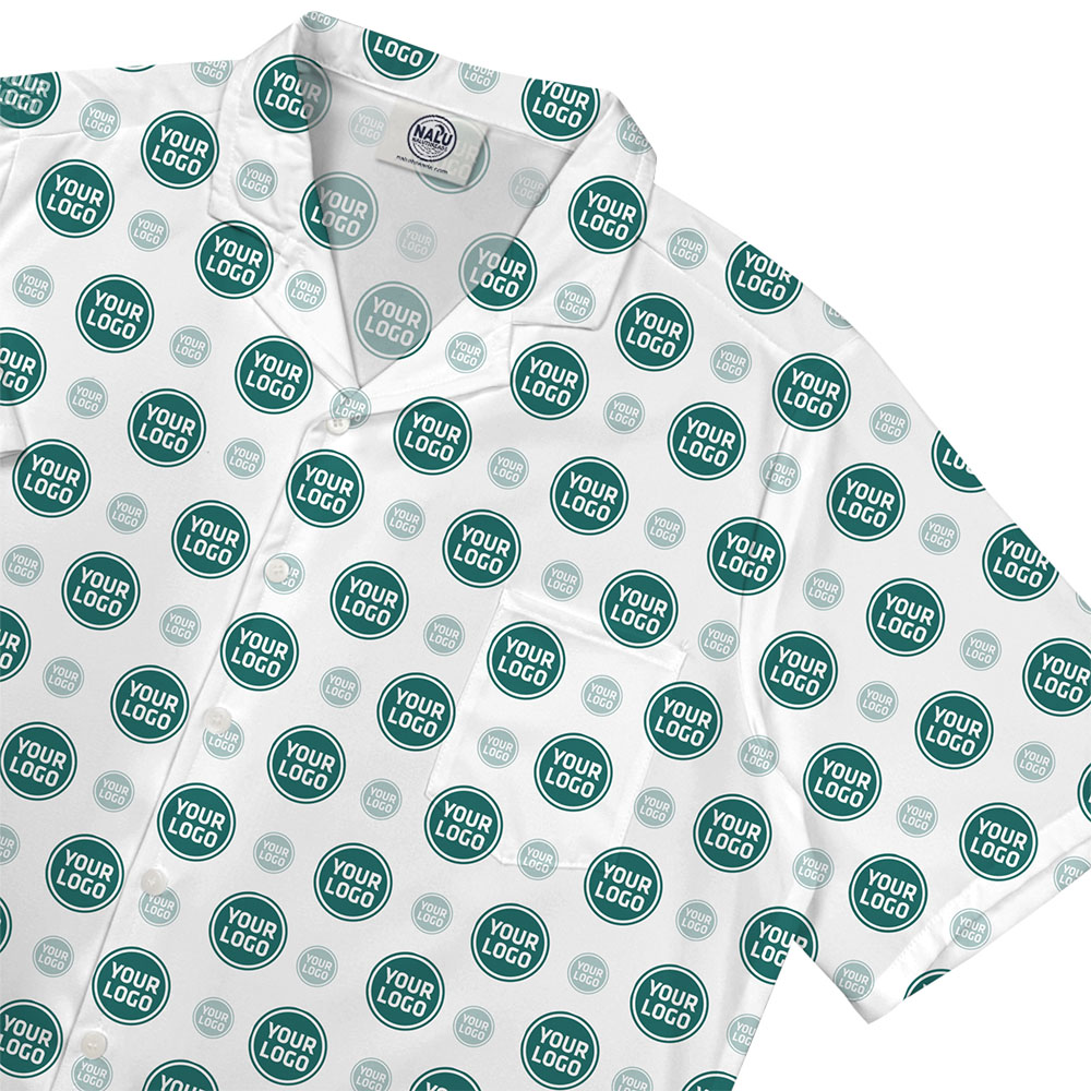 Custom Aloha Shirt with Repeating Logo Design 3