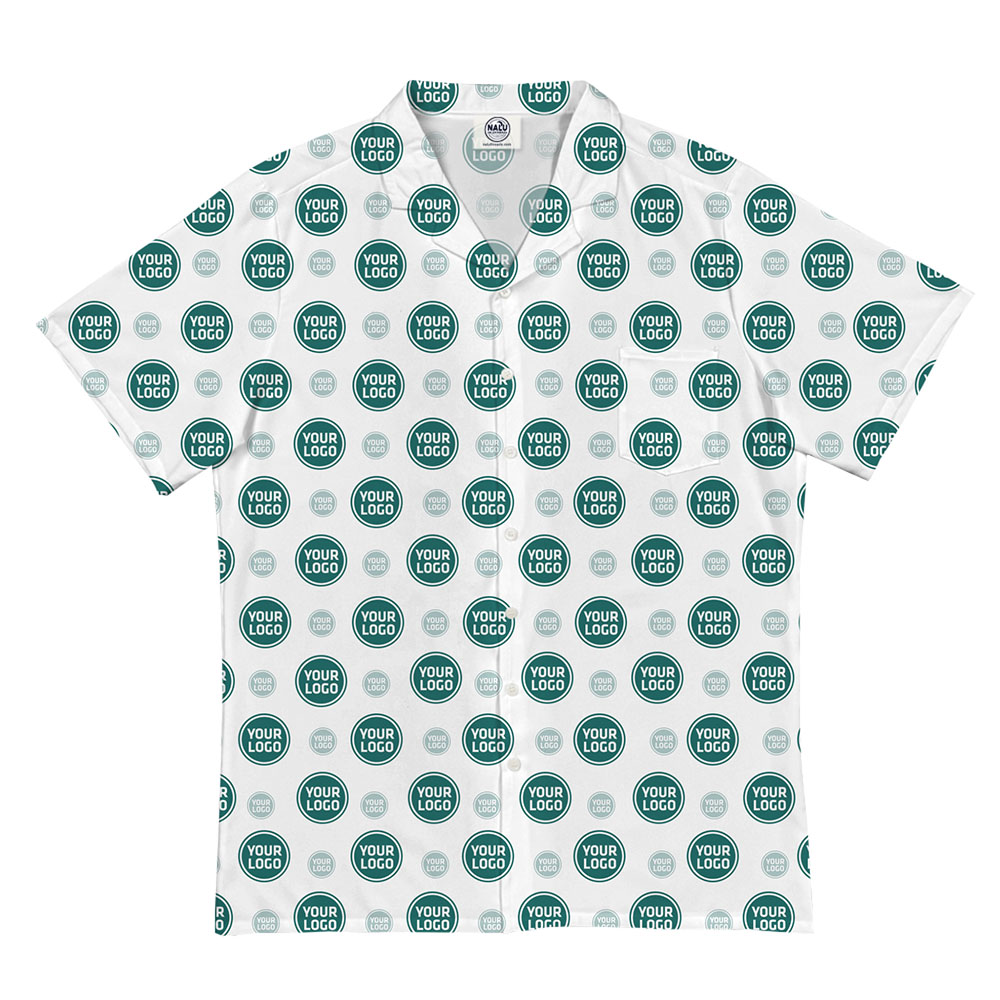 Custom Aloha Shirt with Repeating Logo Design 2