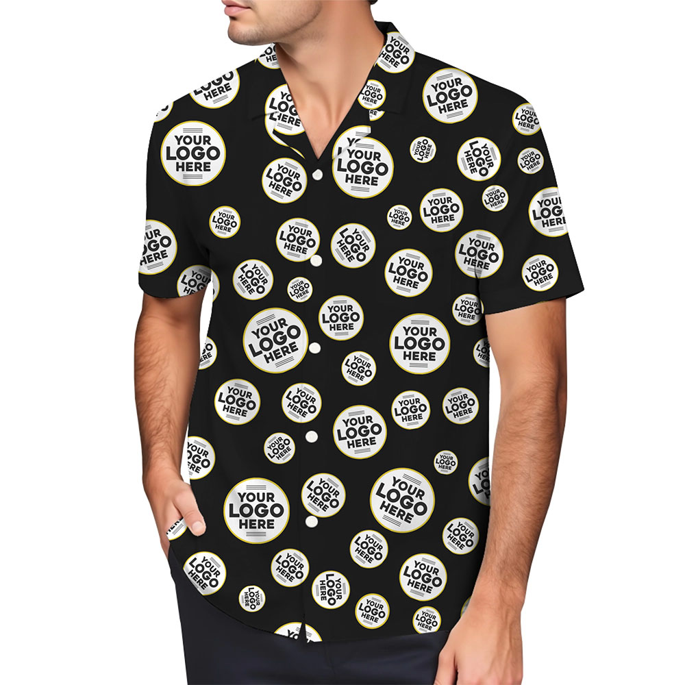 Custom Hawaiian Shirt with Scattered Logo Pattern  4
