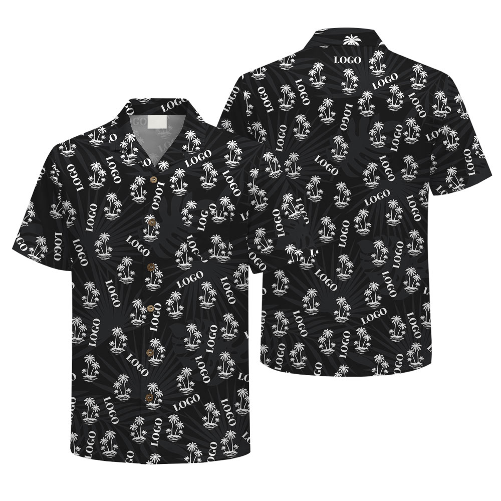 Custom Logo Tropical Shirt for Casual and Corporate Events front and back