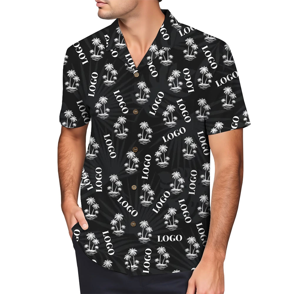 Custom Logo Tropical Shirt for Casual and Corporate Events in model