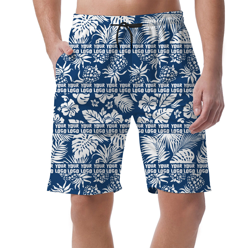 Custom Royal Blue Tropical Hawaiian Shorts 2