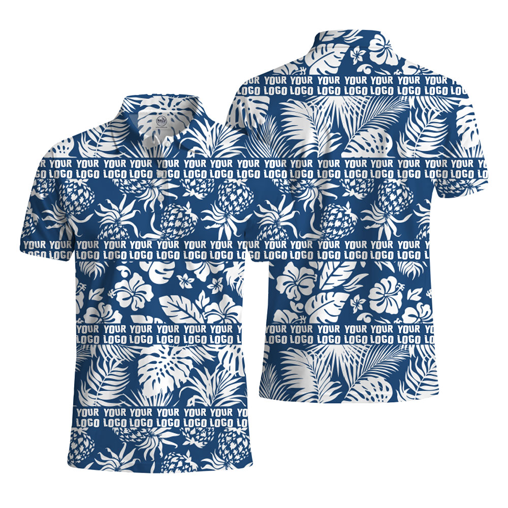 Custom Royal Blue Tropical Polo Shirt 2