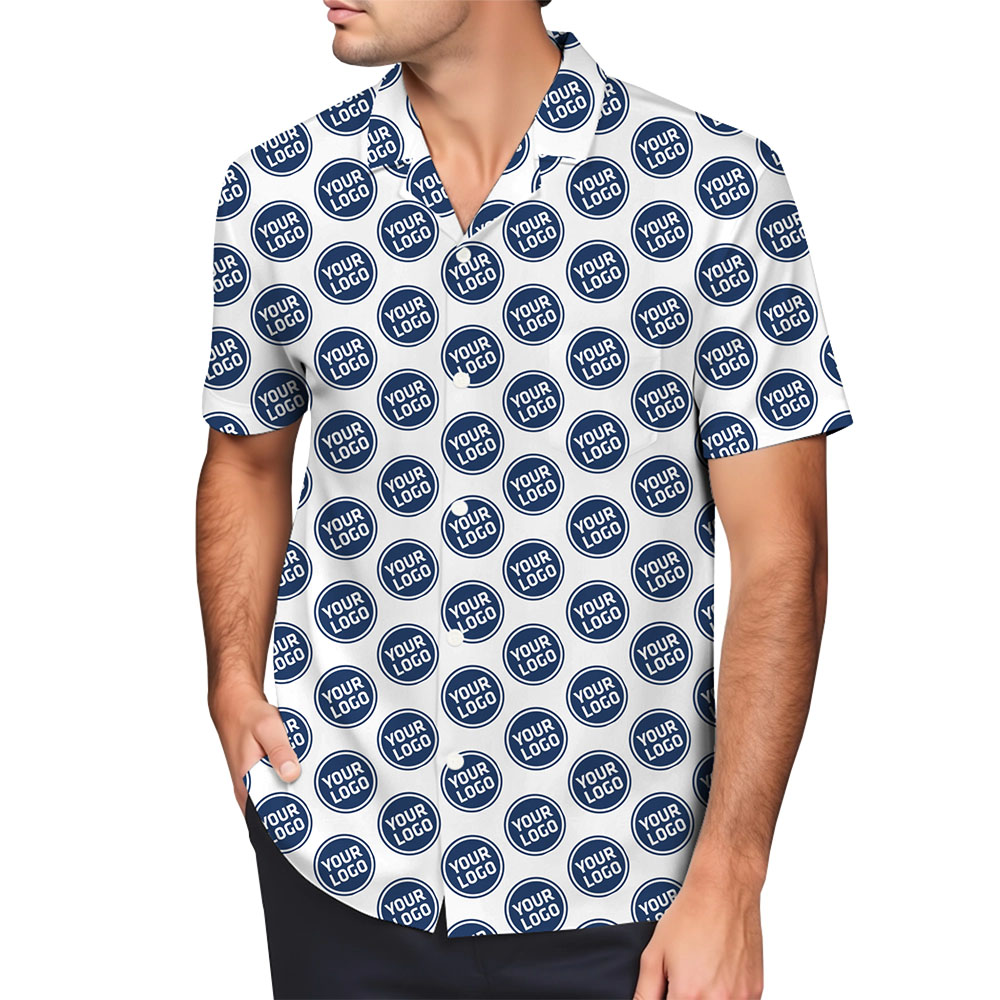 Customizable Hawaiian Shirt with All-Over Logo Design 2