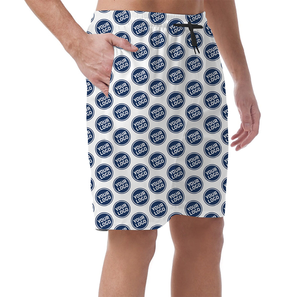 Logo-Patterned Beach Shorts for Custom Branding 3