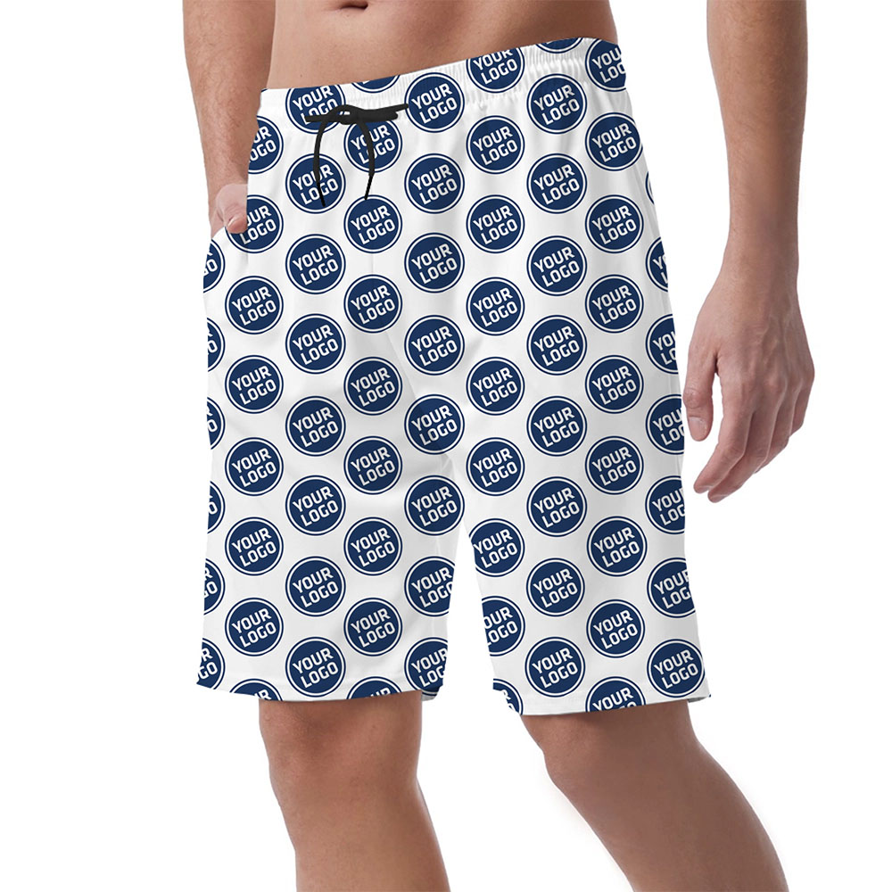 Logo-Patterned Beach Shorts for Custom Branding 2