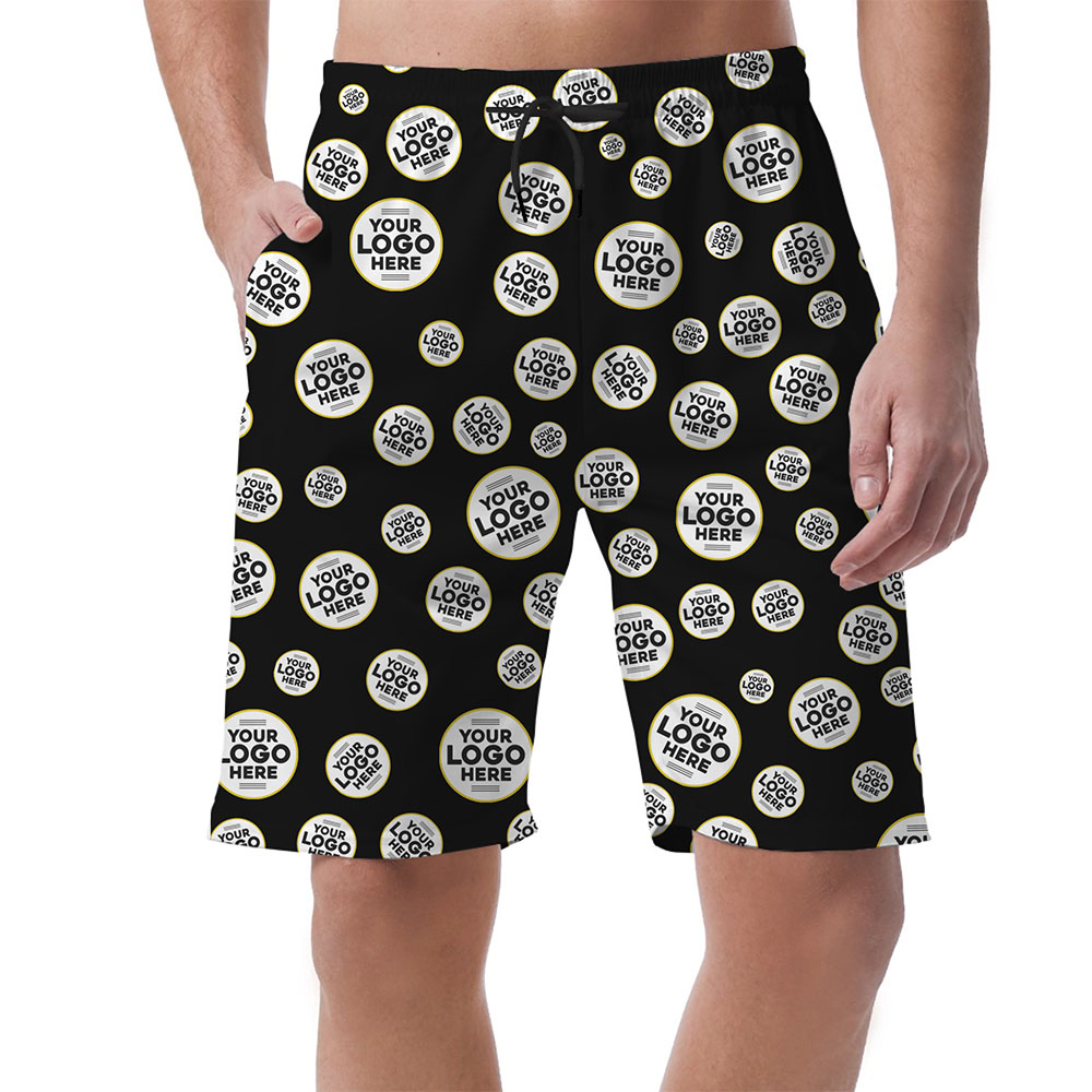 Personalized Beach Shorts with All Over Logo Print  4
