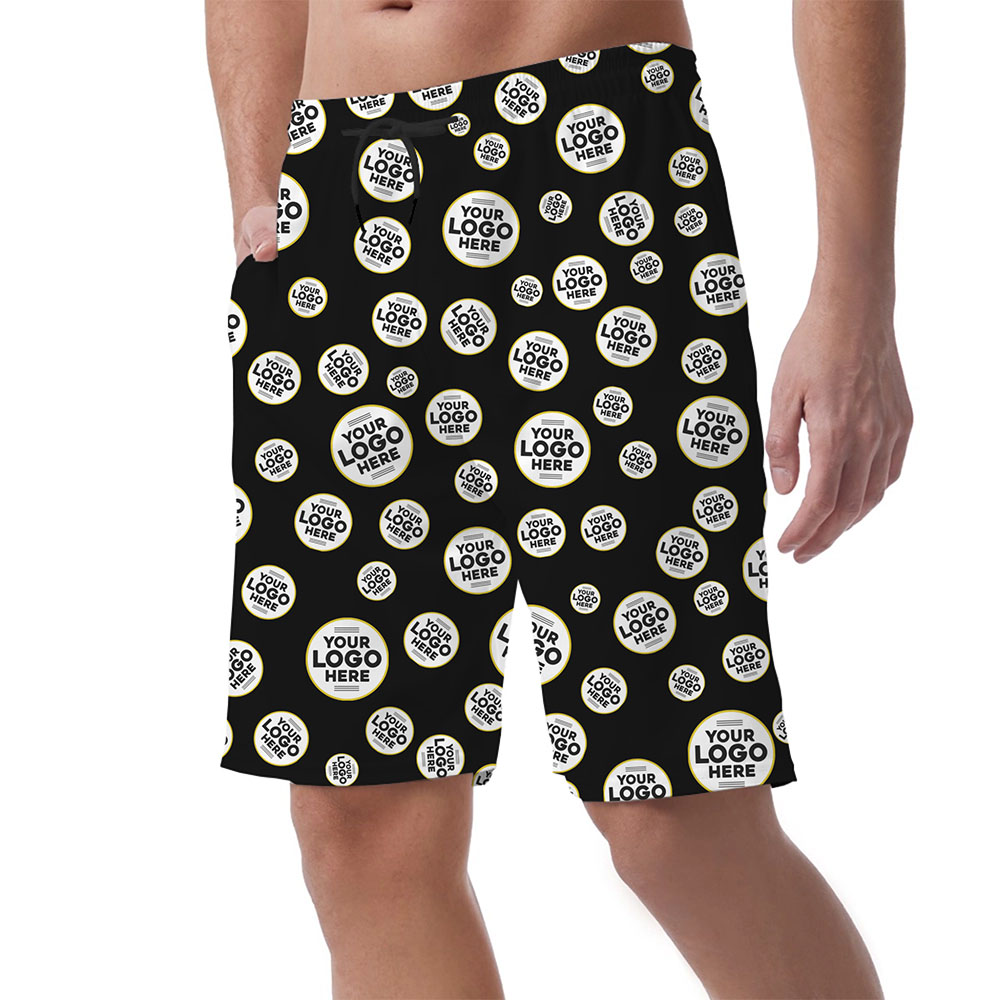 Personalized Beach Shorts with All Over Logo Print  3