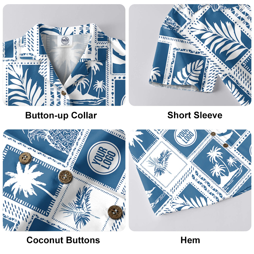 Personalized Hawaiian Shirt with Palm Pattern and Your Logo Product Features