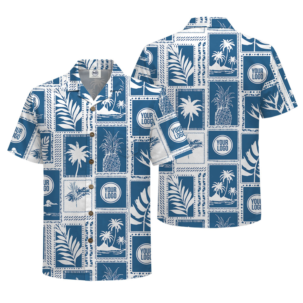 Personalized Hawaiian Shirt with Palm Pattern and Your Logo